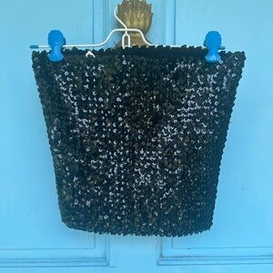 Vintage Black Stretchy Sequin Tube Top by Day of the Unicorn